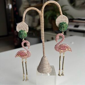 Flaming Earrings. Statement Sparkly Dangle Earrings - 4.5” Post Back